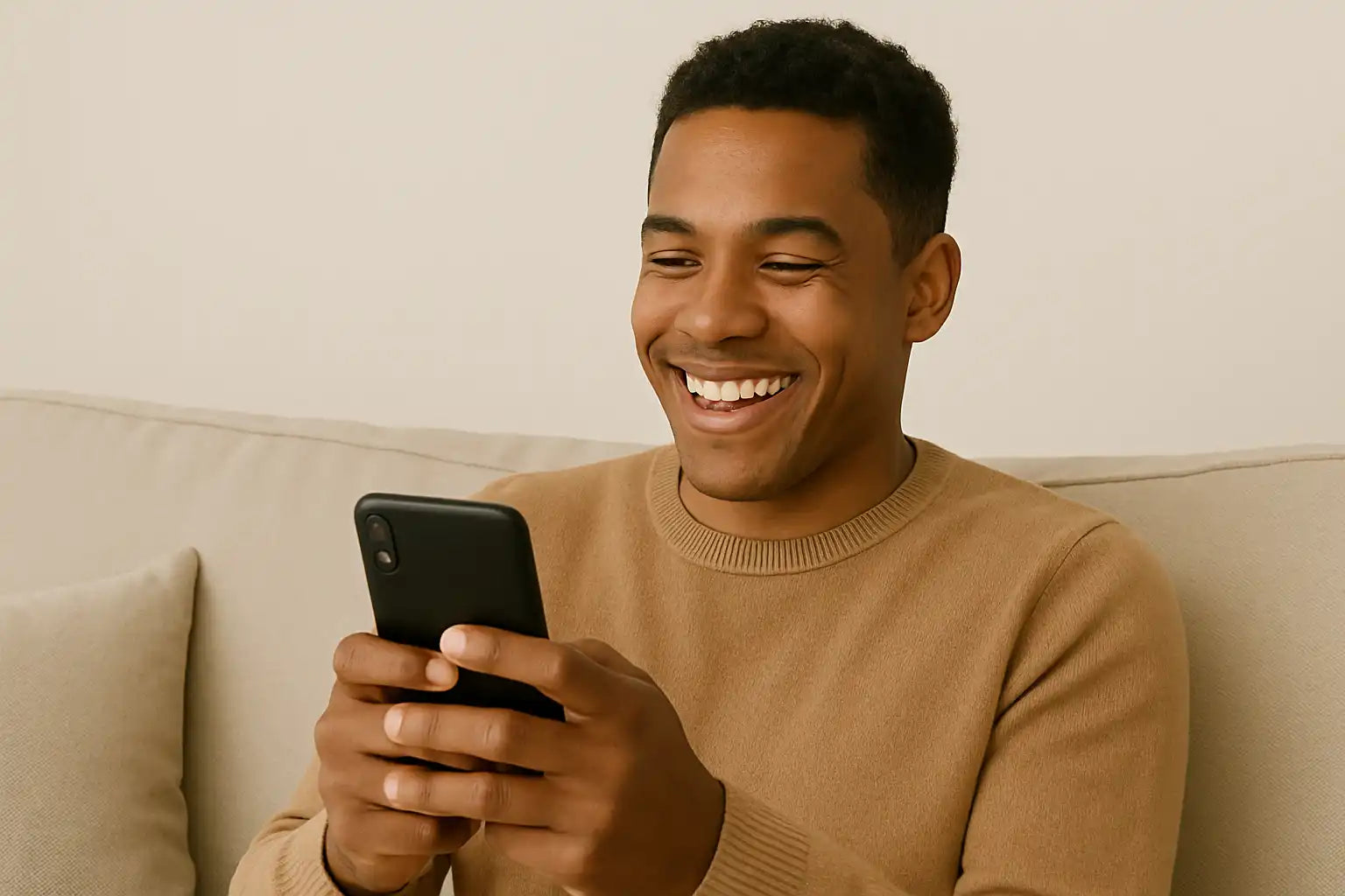 Black smartphone.