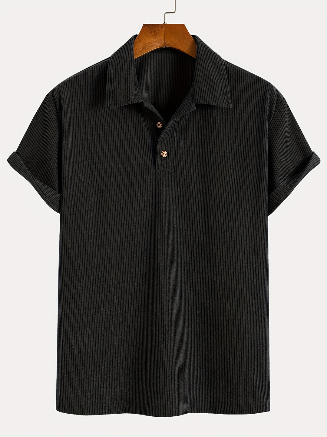 Men’s Shirt | Cord Structure Breathable and Comfortable | Short Sleeve - Black / S - Shirts
