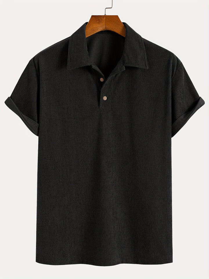 Men’s Shirt | Cord Structure Breathable and Comfortable | Short Sleeve - Black / S - Shirts