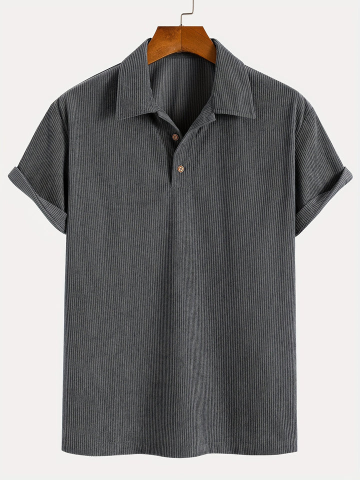 Men’s Shirt | Cord Structure Breathable and Comfortable | Short Sleeve - Grey / S - Shirts