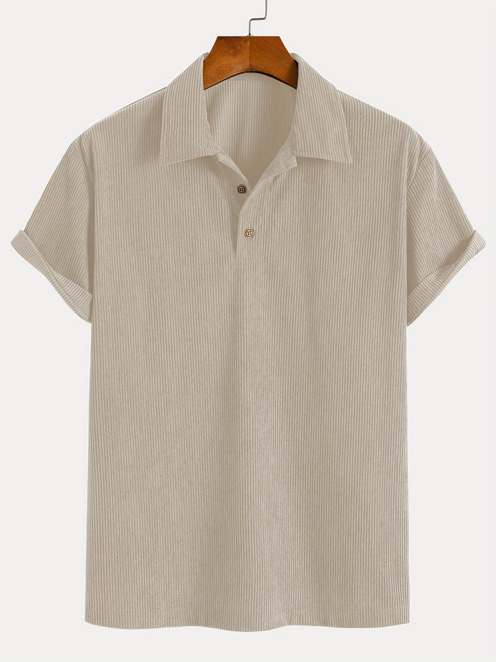 Men’s Shirt | Cord Structure Breathable and Comfortable | Short Sleeve - Apricot / S - Shirts